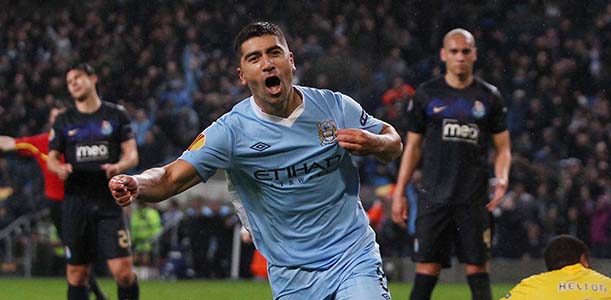 Football - Manchester City v FC Porto UEFA Europa League Second Round Second Leg - Etihad Stadium, Manchester, England - 22/2/12 David Pizarro celebrates after scoring the fourth goal for Manchester City Mandatory Credit: Action Images / Lee Smith Livepic